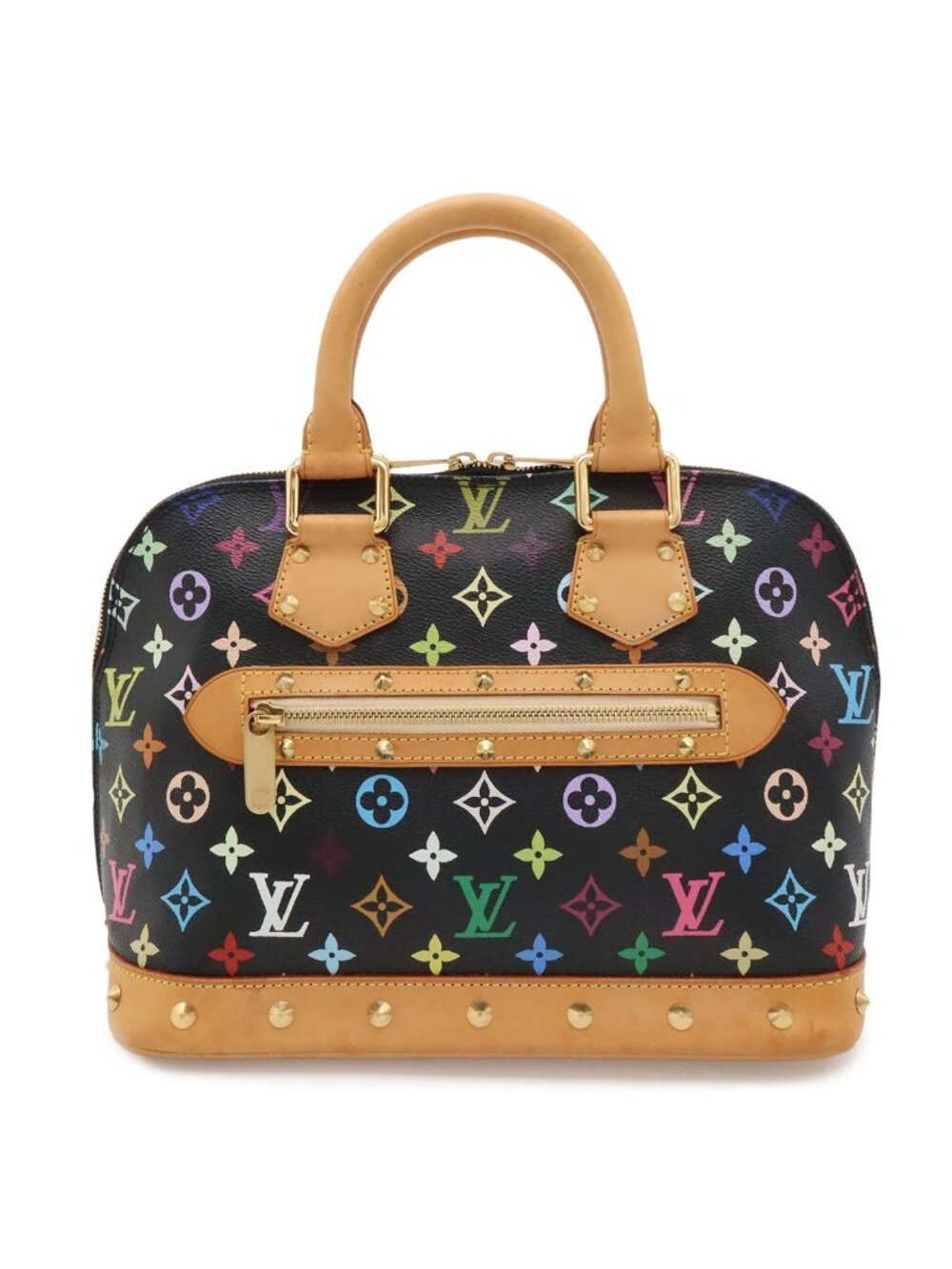 Louis Vuitton Monogram Multicolor Alma Handbag Studs Noir Black